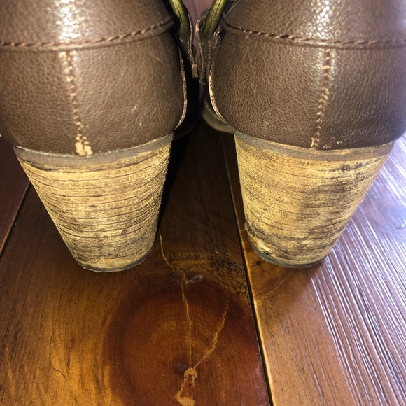 Guess Brown Cowboy Ankle Boots 8 Stacked Heel - Picture 7 of 8